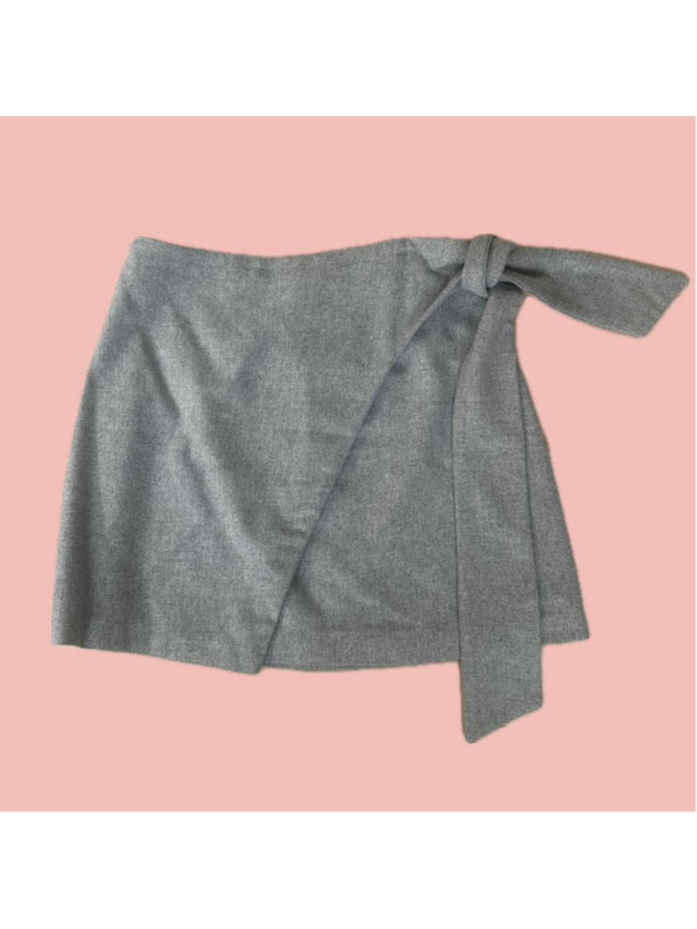 Aritzia Wool Cashmere Wrap Mini Skirt Size 2 Grey Tie Waist